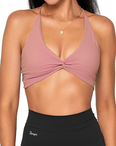 Image of Danysu Backless Sports Bra Soft Workout Tops with Removable Padded Yoga Training Bras Strappy Going Out Top