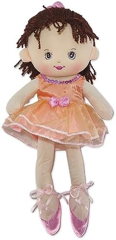 Boneca Bailarina Menina de Pelúcia e Pano Cor Salmão Linda Fofinh...