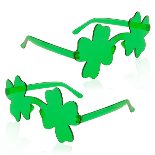 AMCAMI 2 Packs Shamrock Glasses Green Sunglasses for Women St Patricks Day Accessories in st patricks day Party Favors Accessories