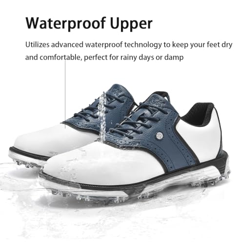 Image of Mens Golf Shoes Traditions Waterproof with Fixed Spikeless Sole Professional