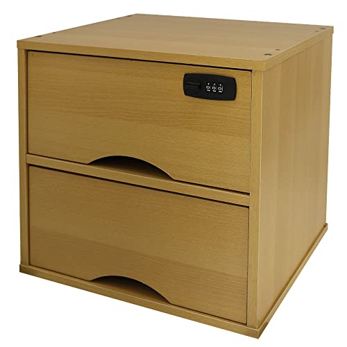 キューブボックスα 3桁の暗証番号で守る 鍵付きチェスト ダイヤル錠1個タイプ (ナチュラル) 収納ボックス 引き出し 小物収納