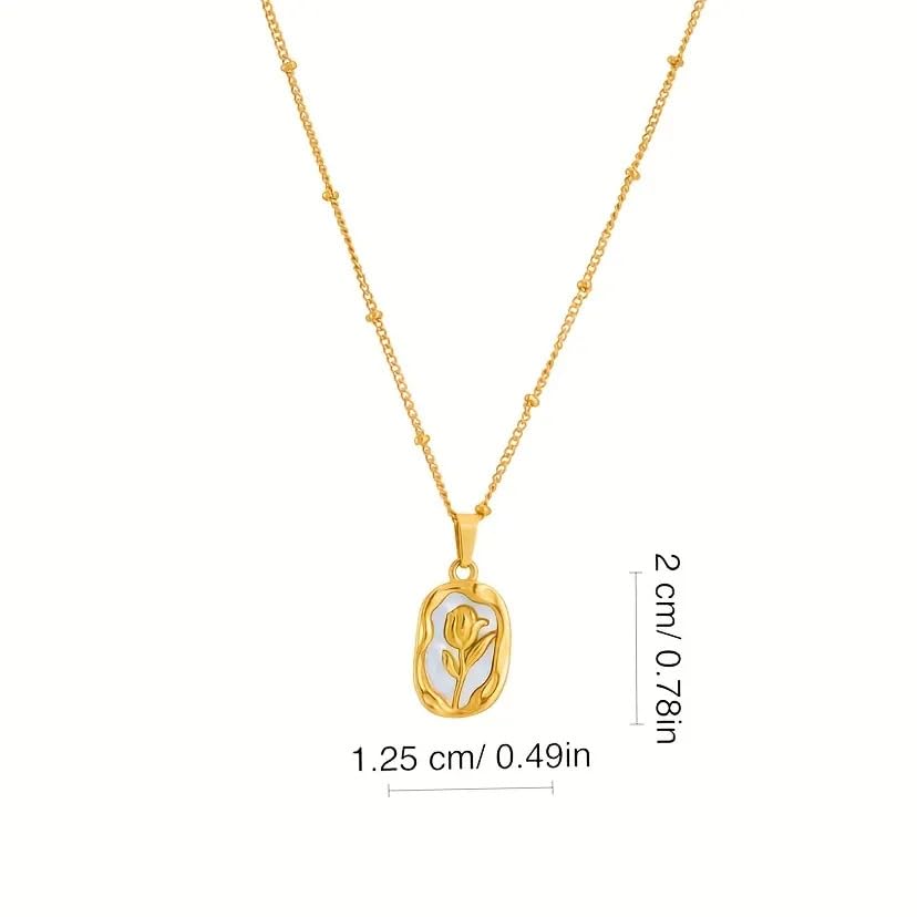 Image of Vintage Rose Necklace Set For Women Stylish | Anti Tarnish Waterproof Stainless Steel Chain Pendant Necklaces Jewelry for Love | Gold Plated Jewellery Accessories for Woman & Girls | Birthday Gift for Wife & Girlfriend