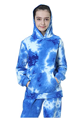 Image of Deeorla Little Boys Girls Cotton Tie Dye Hoodies Long Sleeve Pullover Sweatshirts for Big Kids 5-15Years