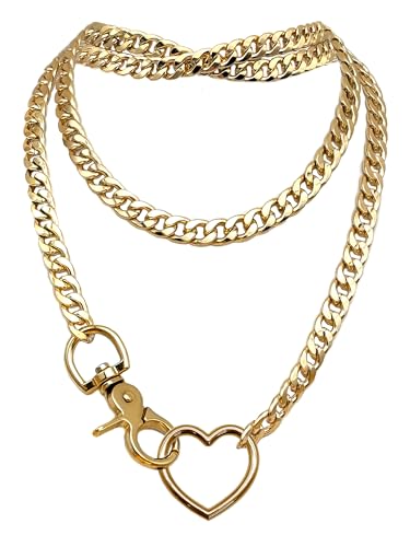 paloli women39s slip chain rainbow heart o-ring chunky chain necklace rays cuban long layered jewelry adjustable lariat y-necklace heart loop choker