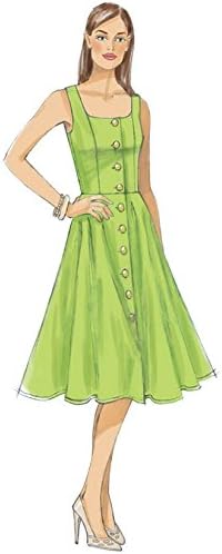 Miniatura 4 de Vogue Patterns Misses' - Vestidos con falda acampanada y botones, 6-8-10-12-14, rojo