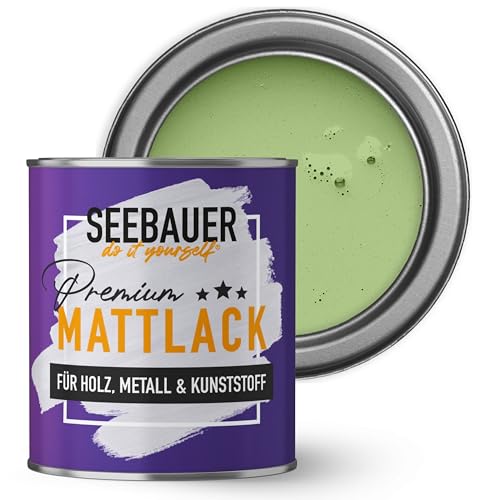 SEEBAUER diy Mattlack Grün 375ml für Innen & Außen (No. 735 Spring Feeling) Möbelfarbe ohne Schleifen - Hybrid-Lack für Holz, Metall, Kunststoff - Holzlack, Möbellack hohe Deckkraft