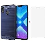 Asuwish Handyhülle für Huawei Honor 8X Hülle mit Glas Folie Panzerfolie Schutzfolie & Extra Dünn Silikon TPU Handyhüllen Hawaii Honor8X 5G JSN-L21 Slim Handy Hüllen Schutzhülle Phone Hülle Blau