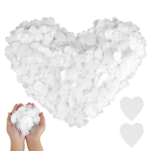 10000 Pieces Heart Shaped Biodegradable White Confetti, 2.5cm for Wedding, Birthday Decoration and Anniversary - 100g