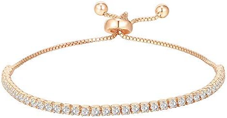 PAVOI 14K Gold Plated Cubic Zirconia Classic Tennis Bracelet for Women | Adjustable Slider