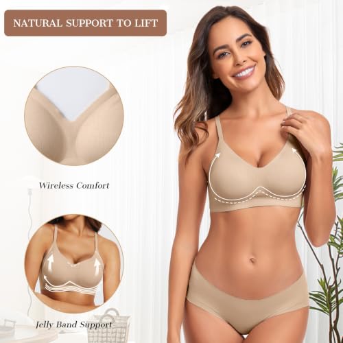 Image of OEAK Womens Wireless Jelly Bras Comfortable Push Up Bra No Underwire Gel Bra Full Support Lift Everyday Seamless Tshirt Bras
