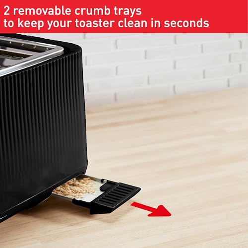 Tefal Loft 4-Slot Toaster, 7 Browning Levels, Defrost, Stop + Reheat Functions, Removable Crumb Tray, High-lift + Self-Centring Racks, 1700W, TT760840, Classic Design in Black - Image 6