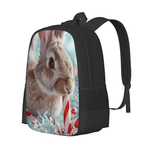 Commuter Unisex Rabbit Candy Striped Backpack Spacious Compartments for Work Essentials Casual Outings & Trips 17 Inch2