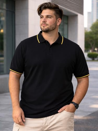 Image of Veirdo Men's Classic Fit Plus Size Polo T-Shirt, Half Sleeve, Stylish Cotton Tee, Formal & Casual Wear, Comfortable & Durable (3XL-5XL)