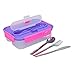 BUILT Fiambrera Hermética Estilo Bento con Cubiertos de Acero Inoxidable, Plástico, Violeta/Rosa