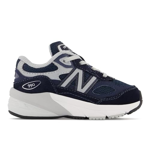 Image of New Balance Kid's 990 V6 Sneaker, Navy /Silver, 8.5 Medium US