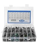 1. Kit de condensadores electrolíticos de alta precisión, 500 piezas, 24 valores, rango de 0,1 uF a 1000 uF, 10 V/16 V/25 V/50 V.