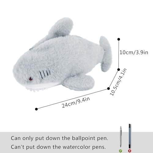 Image of Minache Plush Animal Stationery Pouch Women Cute Dog /Dinosaur Plush Pencil Case Ladies Cosmetic Bag (8094+Shark), bd-06484AD