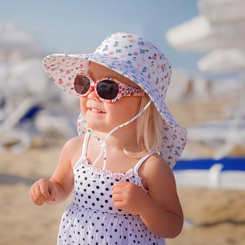 HONGTEYA Baby Toddler Sun Hat Summer Adjustable Bucket Hats with UPF 50+ Wide Brim for Kids Boys Girls 1-12 Years 6
