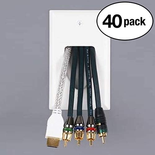 InstallerParts (40 Pack) 1-Gang Recessed Low Voltage Cable Plate – White – Internal Cable Management