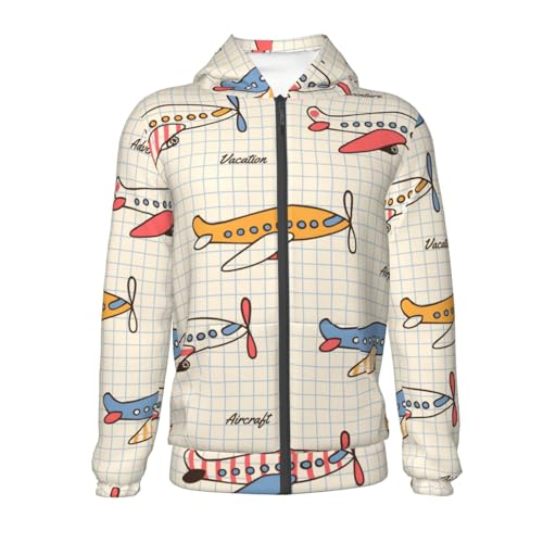 Striped Vintage Planes Kids Pullover Hoodies Boys Zip Up Sweatshirts Girls Athletic Clothes with Pocket2