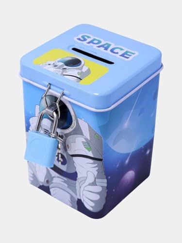 Image of Sajani Cute Cartoon Creative Portable Piggy Bank, Money Saving Box with Combination Lock, Mini Coin Bank Gifts for Boys and Girls, Best Return Gifts for Kids (Pack of 1) (Space)