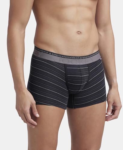 Image of Jockey US68 Men Super Combed Cotton Elastane Stretch Stripe Trunk with Ultrasoft Waistband