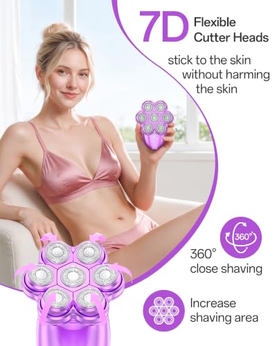Image of Electric Razors for Women, 5-in-1 Womens Electric Shavers for Legs, 7D Waterproof Wet Dry Travel Body Hair Remover Bikini Shavers for Lady Face Underarms Public