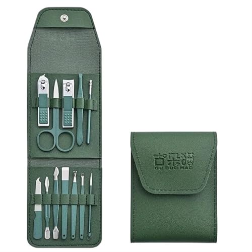 Kit de manucure avec ensemble de 12 coupe-ongles gris foncé