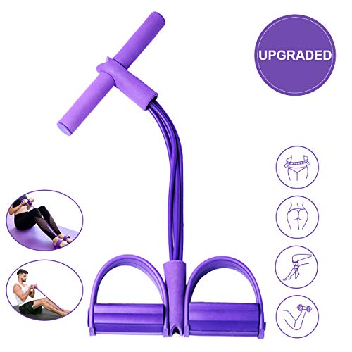 PullPritt Cuerda de tensión multifunción, Elástico Pedal de pie Banda de Entrenamiento, 4 Tubos Bandas de Ejercicio de Resistencia de expansor de Culturismo para Gimnasio en casa