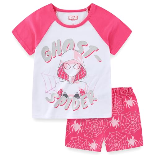 Image of Marvel Spider-Gwen Ghost Spider Girls Short Sleeve T-Shirt and French Terry Shorts Set for Big Kids