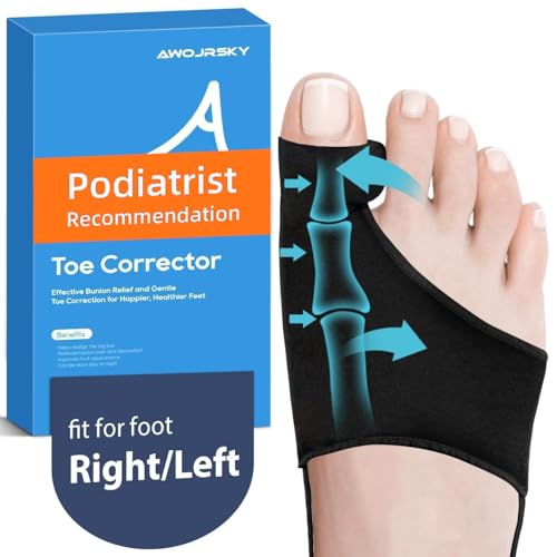 Awojrsky Bunion Corrector for Women Big Toe Straightener Bunion Corrector for Men, Relief splints Reduce Pain and Correct Toe Alignment, Brace Day/Night, fit for R/L,Washable(Black)