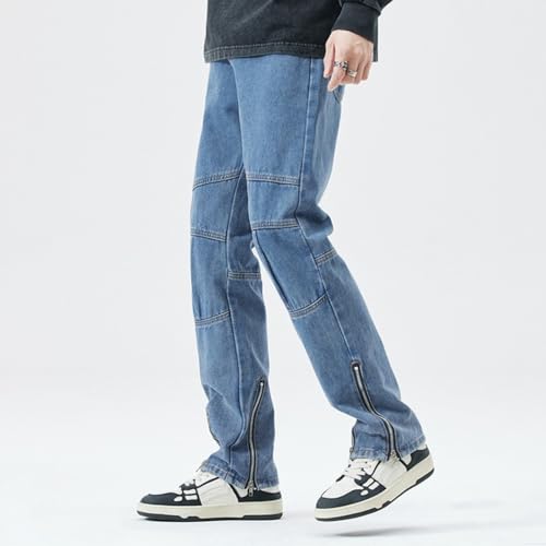 Jeans Pants Trousers Denim Spring Hip Hop High Street Zipper Men's Design Sense Trend Straight Commuter Men2