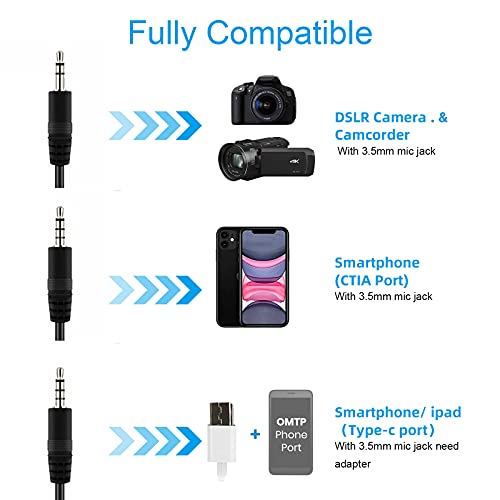 Micrófono de cámara y smartphone con entrada de audio TRS de 3,5 mm 6