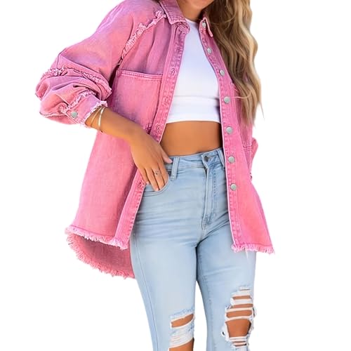 Oversized Denim Jacket Stretchy Denim Jacket Women Lightweight Plus Size Red Jean Jackets For Women Long Sleeve3