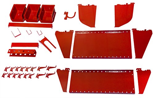 Wall Control KT-400-WRK R Slotted Tool Board Workstation Accessory Kit for Wall Control Pegboard Only, Red