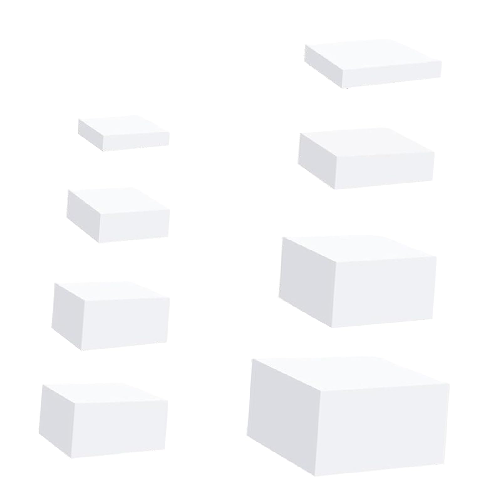 KEAGAN Lot 8 Présentoirs Buffet Acrylique Blanc – Rehausseurs Cubes Creux 4 Tailles Pour Table Mariage & Événements