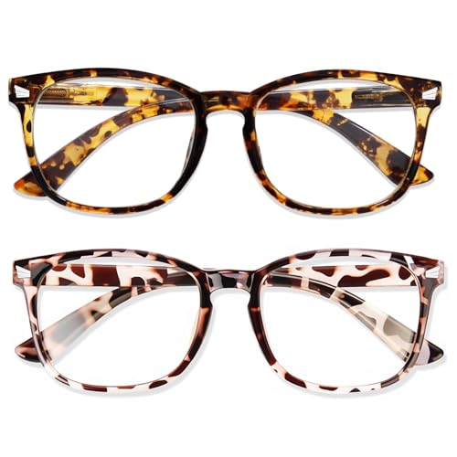 Image of Blue Light Glasses for Woman Men, 99% Blocking Square Frame 2 Pairs | Anti Eyestrain & UV Glare Protection, Computer Blue Light Blocking Glasses for Gaming TV Phone Screen