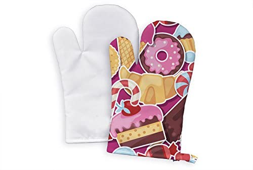 Blank Oven Mitts Sublimation Set 2 Pieces ( Both Are Right-Handed Glove ) Heat Thermal Transfer Polyester Logo Image Printing #TOP16
