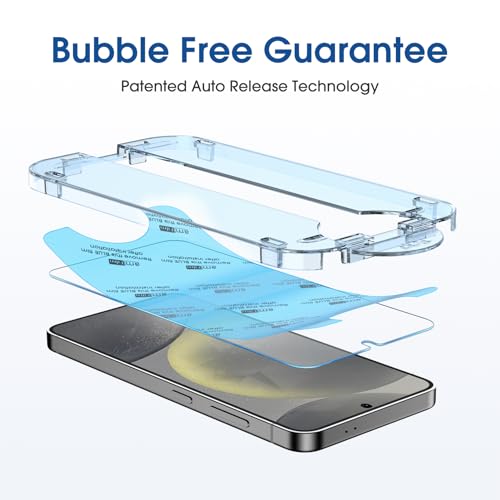 Image of amFilm Auto-Alignment OneTouch for Samsung Galaxy S24 6.2 inch Screen Protector + Camera Lens Protector,Tempered Glass,30 Seconds Installation, Case Friendly , Bubble Free , Anti-Scratch [2+2 Pack]