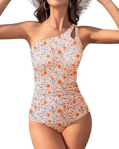 Image of Century Star Sleeve Swimsuits for Women Teen Girls Bathing Suit Rash Guard Swimsuit Surfing Cute Orange FloralShaoping