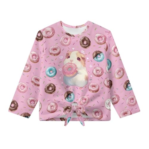 Girls Kids Sweatshirts Tie Front Top Crew Neck Pullover Long Sleeves Casual Fall Winter Clothes for 5-14 Teens4