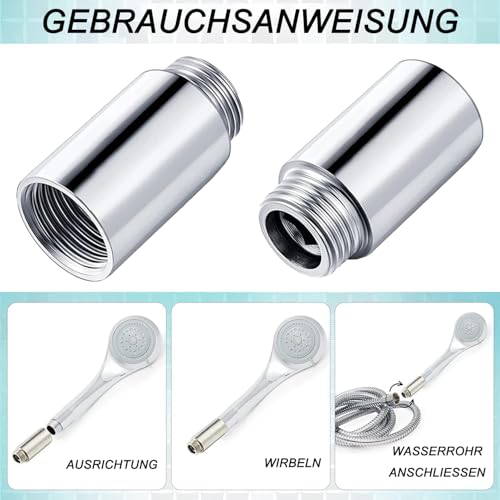 QZKJQDD Hahnverlängerung G1/2 Zoll x 30 mm, 2 Stück HahnverläNgerung, Fitting Edelstahl 1/2 Zoll VerläNgerung für WasserhäHne, Eckventile, DuschköPfe, GewindeverläNgerung, Wasseranschluss (3 cm)