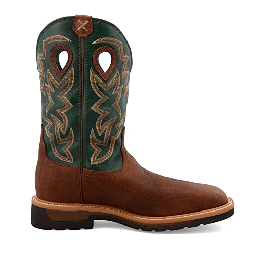 Image of TWISTED X Men's Lite Cowboy Workboot, Color: Distressed Shoulder /Green, Size: 14, Width: D (MLCSW01-14-D0