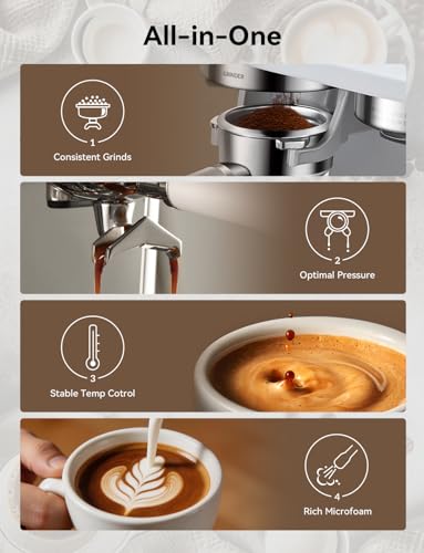 Image of COUPLUX 50s Fast Heat Espresso Machine with Grinder 58mm, 15 Bar