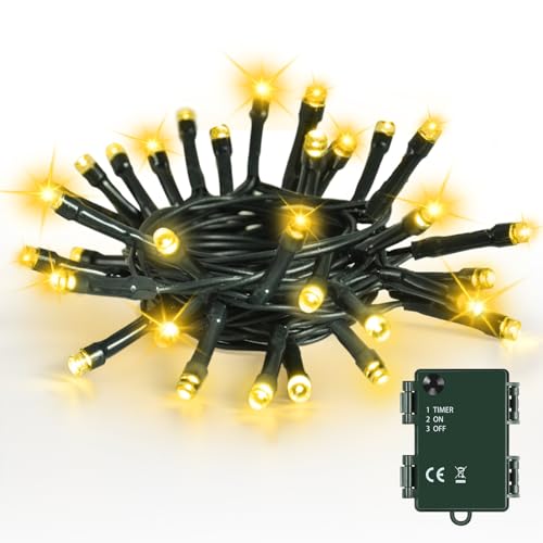 Bowfar Lichterkette Außen Batterie, 2M 20LED Warmweiß...