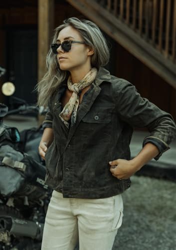 Huckberry Flint & Tinder Women's Flannel-Lined Waxed Trucker Jacket, Canvas Jackets for Women4