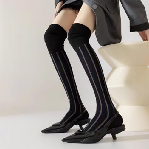Women Over Knee Boot Socks Slouch Top Knit Long Socks Fashion Thigh High Stockings Retro Vintage3