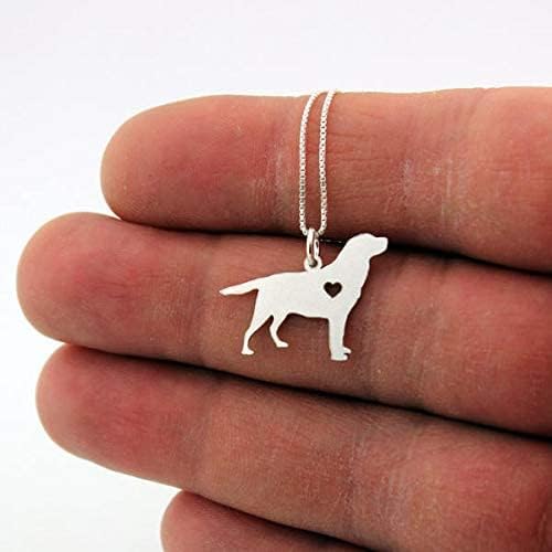 Labrador Retriever engarvable necklace sterling silver dog breeds pendant w/Heart - Love Pet Jewelry Italian chain Women Best Cute Gift Personalized memory gift - Lab 3 - Image 3