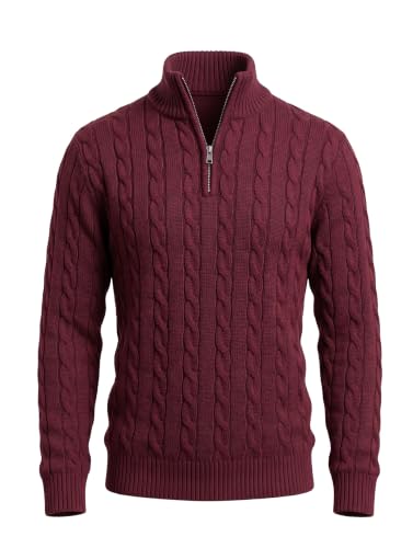 Buy LOQUE Men Cable Knit High Neck Sweater For Men Half Zipper Sweater For Man at Amazon.in - Image 2