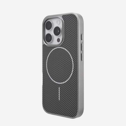 QJJFVMF Carbon Fiber Pattern Magnetic Case for iPhone 16 Pro Max 15 14 13 12 Promax for Wireless Charge Cover,Gray,for iPhone 13Pro Max